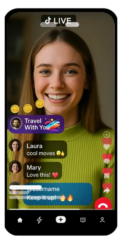 TikTok Live APK real-time reactions screen